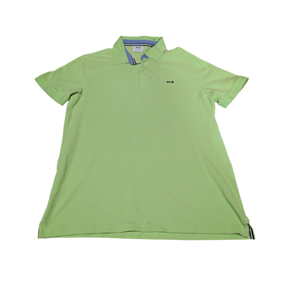 Le Tigre Polo Shirt Mens M Lime Green Short Sleeve Pique Logo Preppy Sporty